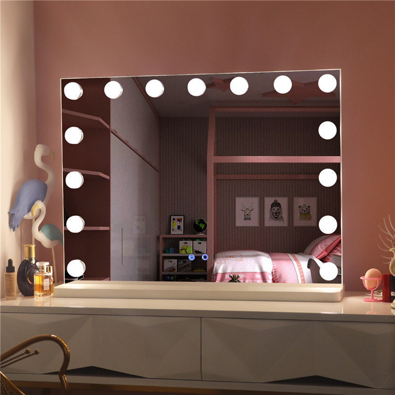 Espelho de vaidade de maquiagem de grande área de trabalho de Hollywood com espelho de iluminação iluminado LED de lâmpadas